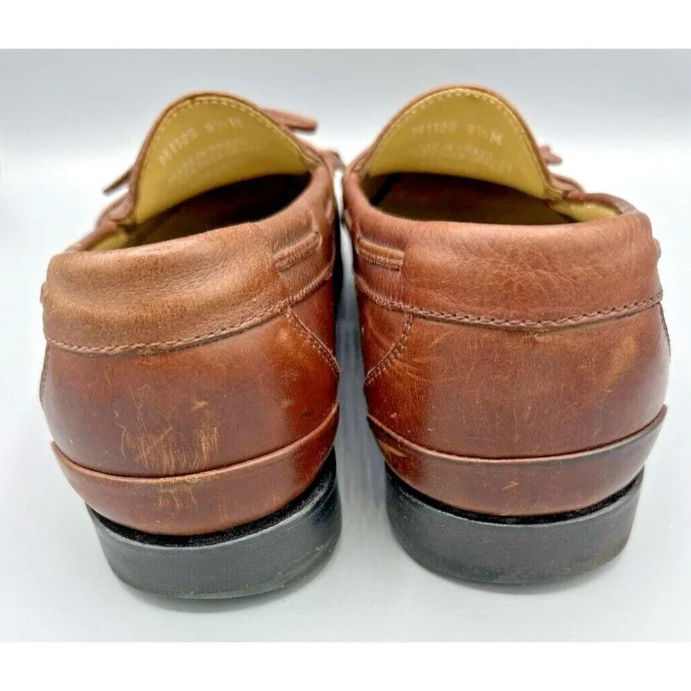 Rockport - men's brown leather shoes w fringes M4044 - low heel -‎ size 9.5